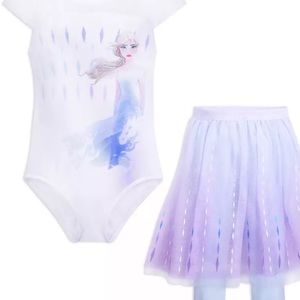 Disney frozen Elsa leotard with matching tutu and leggings girls size 9/10